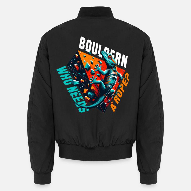 Bouldern Gecko Seil? Geschenk - Unisex Bomberjacke - Schwarz