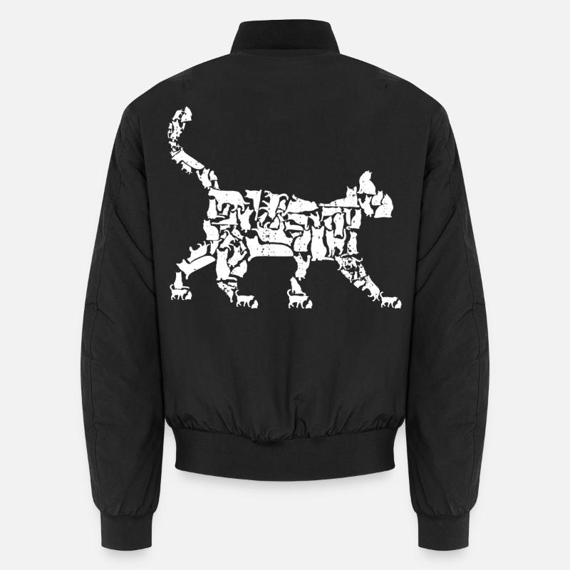 Cat Drawing - Unisex Bomber Jacket - black