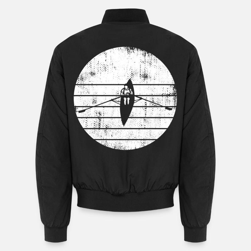 Rowing Boat Drawing - Unisex Bomber Jacket - black