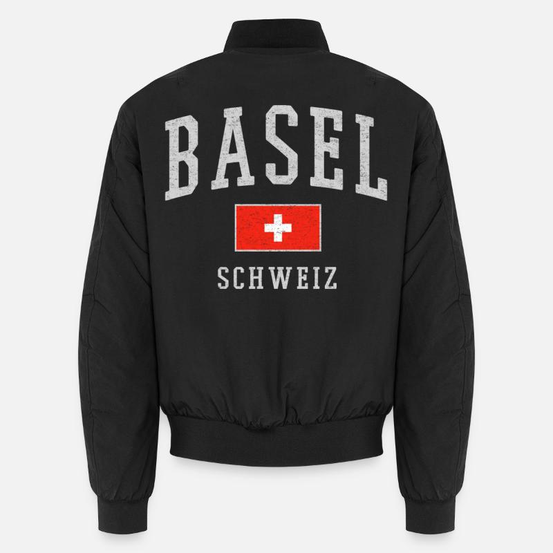 Basel Schweiz Emblem Druck - Unisex Bomberjacke - Schwarz