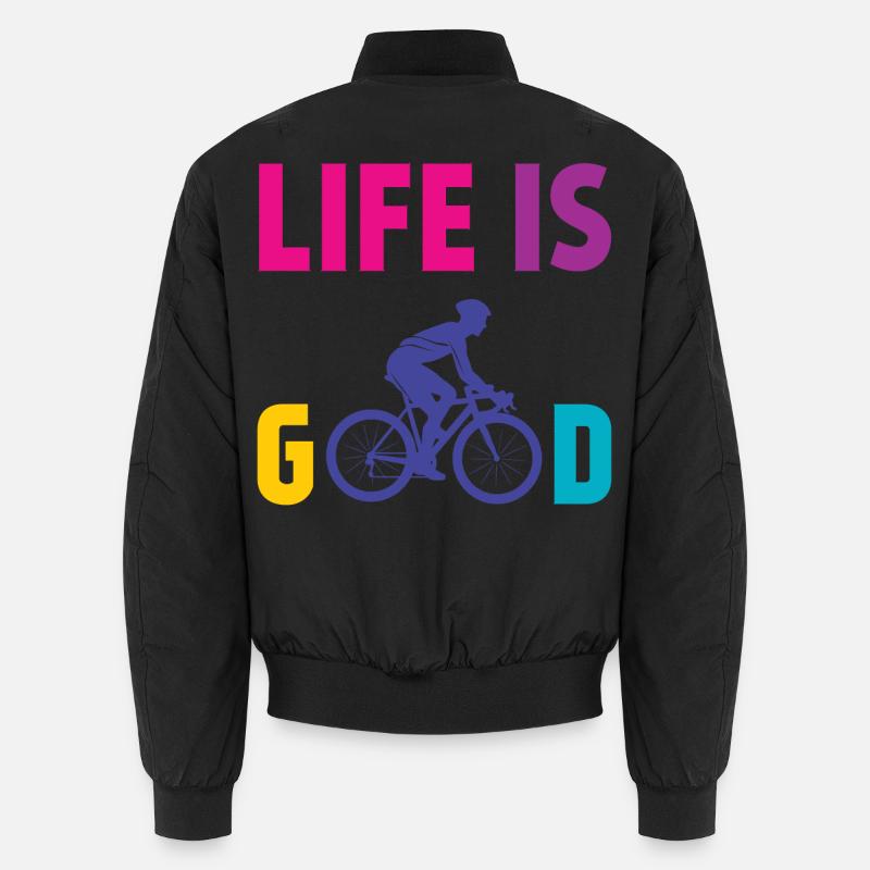 Cycling - Life is Good - Unisex Bomber Jacket - black