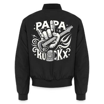 dad rockx father's day dad gift daddy - Unisex Bomber Jacket - black - Back - AI Model Male 185 light (185cm)