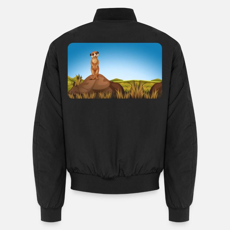 Meerkat on mound | customizable - Unisex Bomber Jacket - black