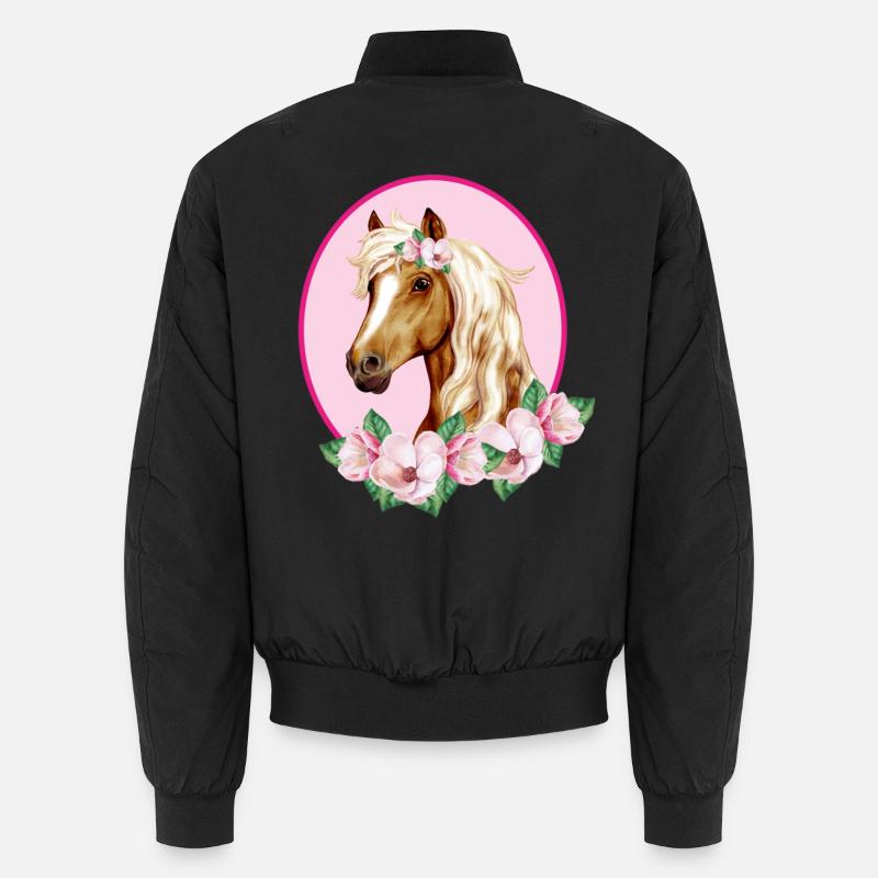 Romantisches braunes Pferd - Blüten rosa Unisex Bomberjacke
