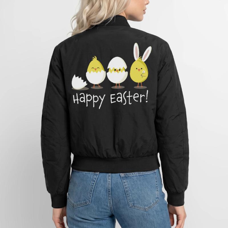 Happy Easter Chick Egg Easter Egg Unisex Bomber Jacket