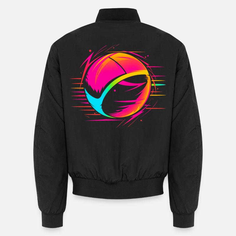 Volleyball Ball Retrowave Look - Unisex Bomber Jacket - black