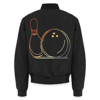 Bowlingkugel und Pin Skizze - Unisex Bomberjacke - Schwarz - Hinten - AI Model Male 185 light (185cm)