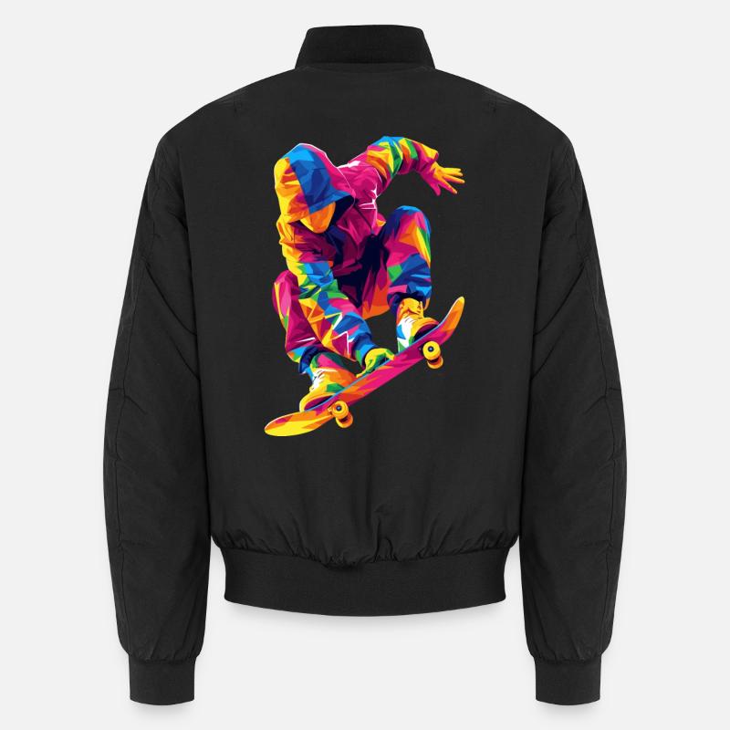 Mann, der Schlittschuh läuft - Unisex Bomberjacke - Schwarz