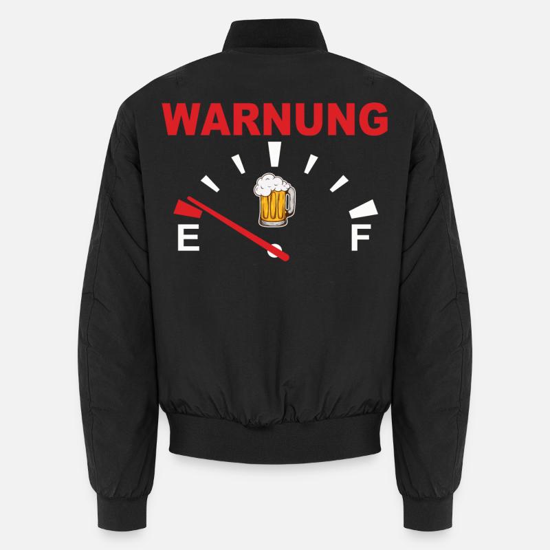 Warnung mit Bierglas Motiv - Unisex Bomberjacke - Schwarz