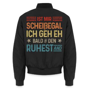 Scheißegal Ich geh eh bald in den Ruhestand - Unisex Bomberjacke - Schwarz - Hinten - AI Model Male 185 light (185cm)