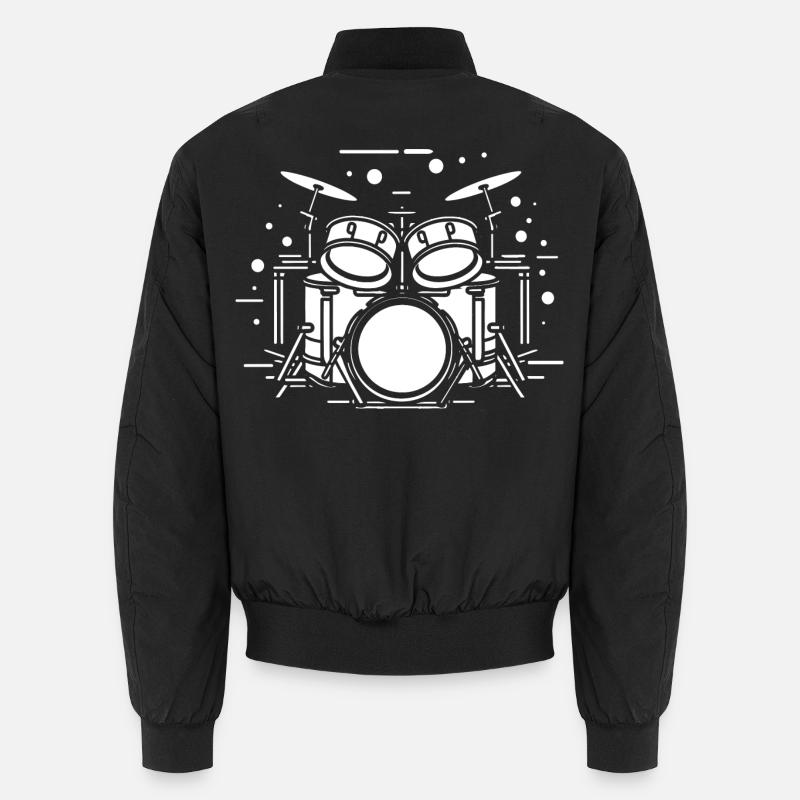 Drum Sketch - Unisex Bomber Jacket - black