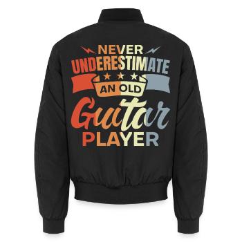 Never Underestimate An Old Guitar Player - Unisex Bomberjacke - Schwarz - Hinten - AI Model Male 185 light (185cm)