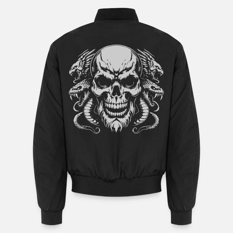 Skull with snake ring - Unisex Bomber Jacket - black