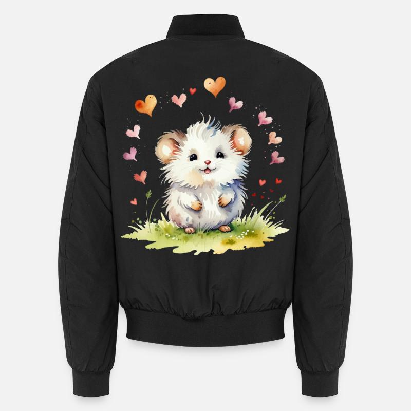 Souris mignonne dans le rêve de prairie aquarelle Bomber unisexe
