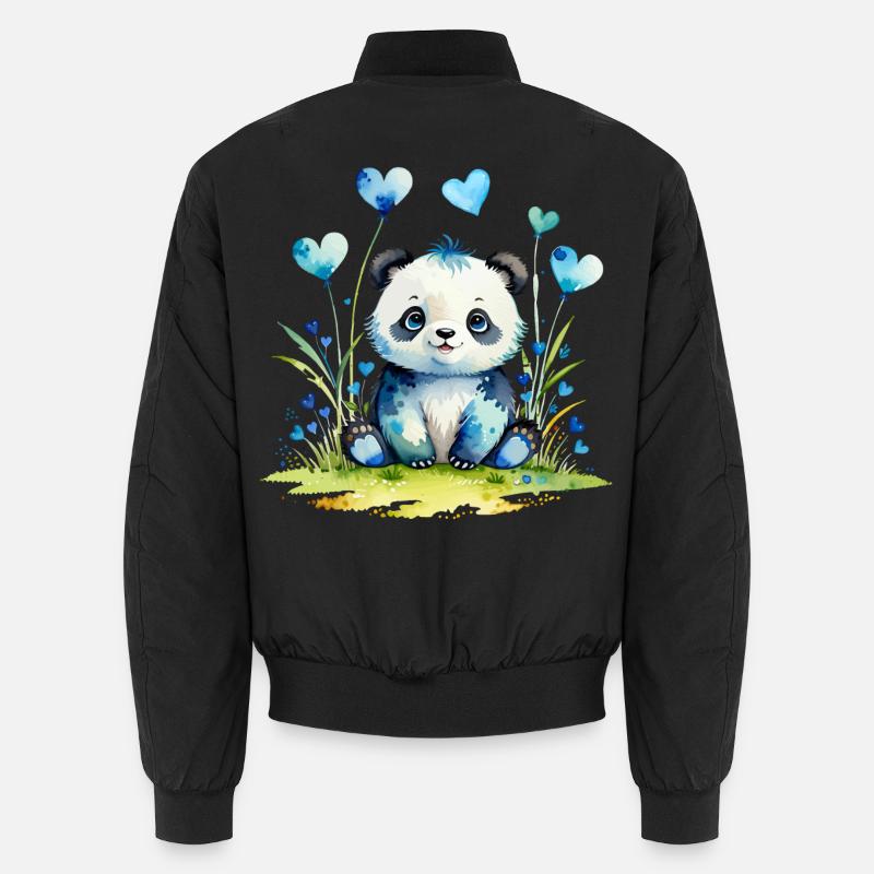 Cute Panda in the Heart Forest Unisex Bomber Jacket
