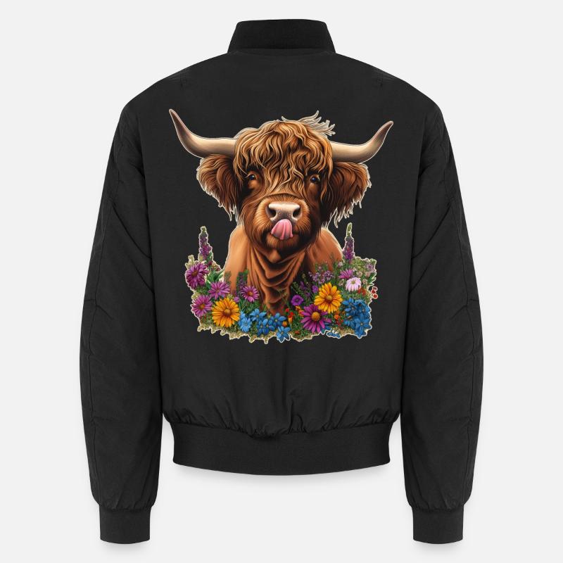 Bovins Highland avec des fleurs Bomber unisexe