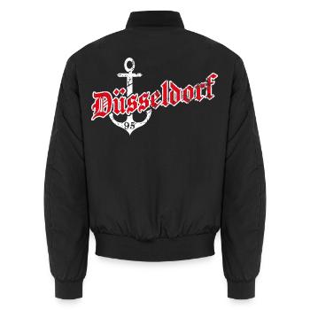 Düsseldorf mit Anker - Unisex Bomberjacke - Schwarz - Hinten - AI Model Male 185 light (185cm)