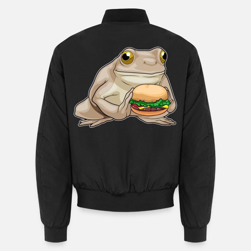 Frog Cheeseburger - Unisex Bomber Jacket - black