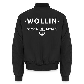 Wollin Koordinaten - Unisex Bomberjacke - Schwarz - Hinten - AI Model Male 185 light (185cm)