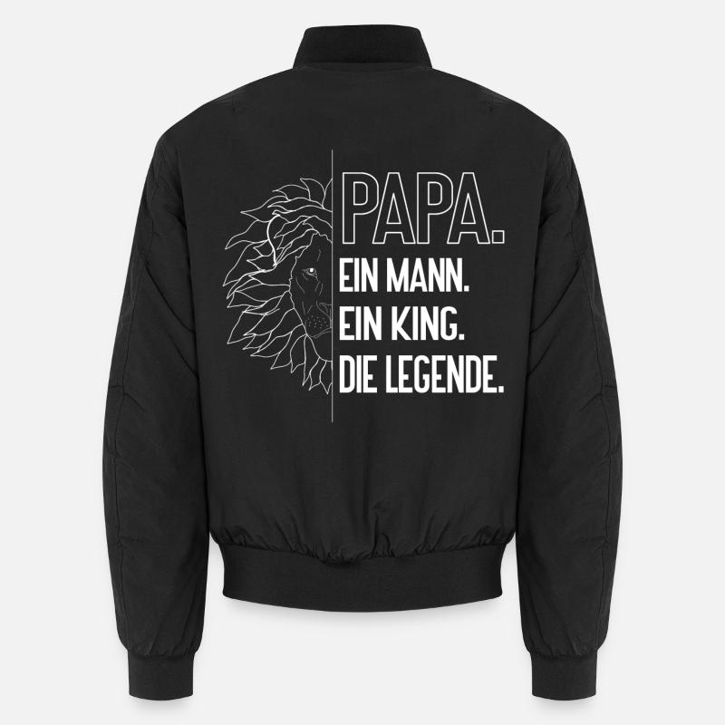 Papa King – Strong Father Lion Design - Unisex Bomber Jacket - black