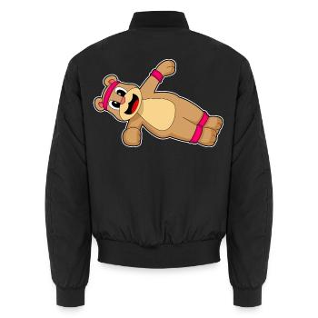 Bär Bauchmuskeltraining Bodybuilding - Unisex Bomberjacke - Schwarz - Hinten - AI Model Male 185 light (185cm)