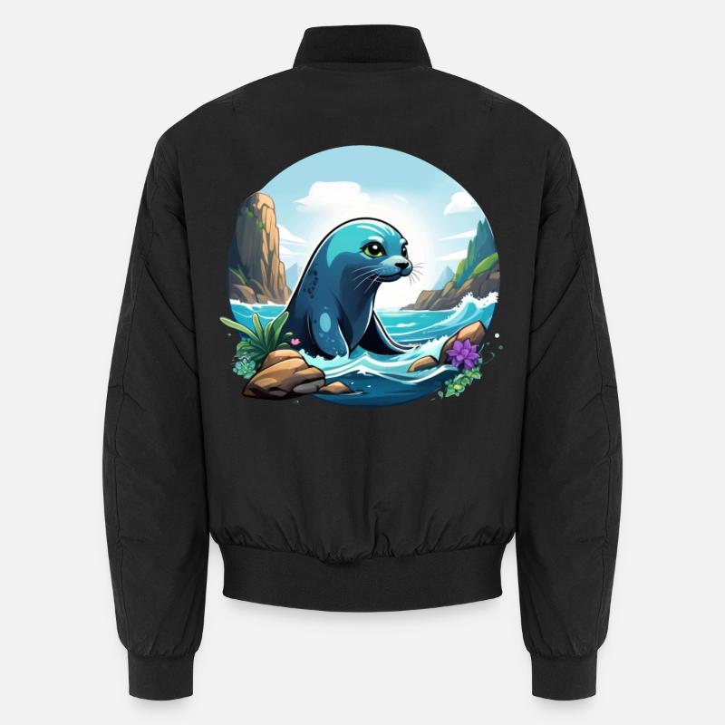 Seal on the coast Unisex Bomber Jacket