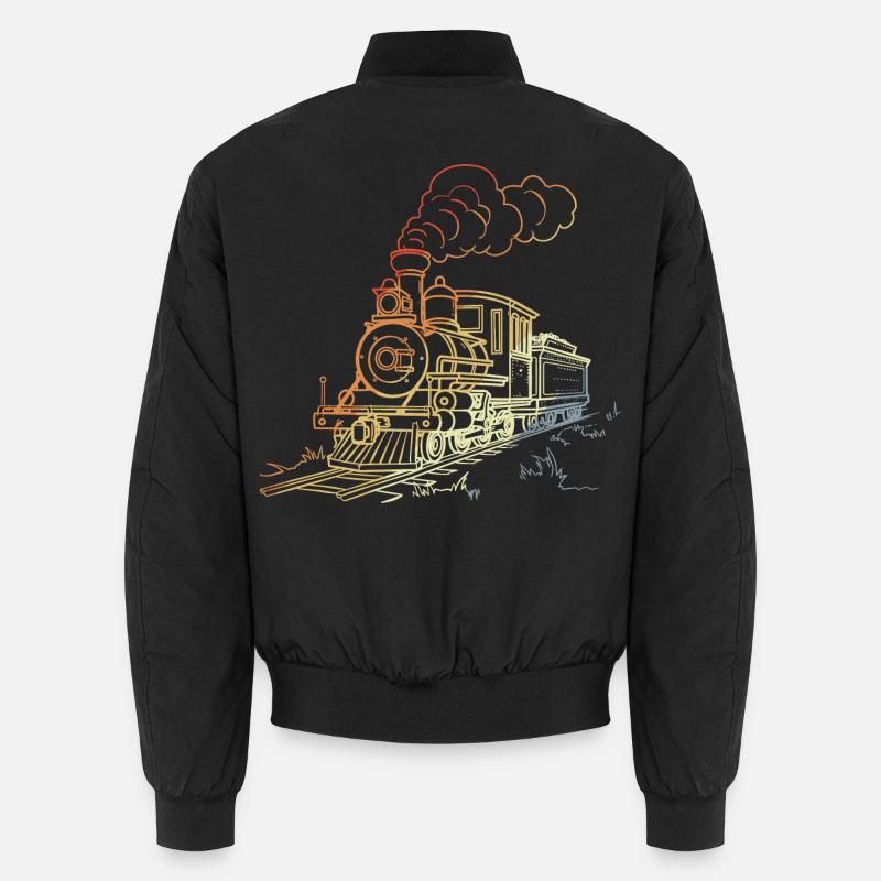 Eisenbahn Line Art - Unisex Bomberjacke - Schwarz