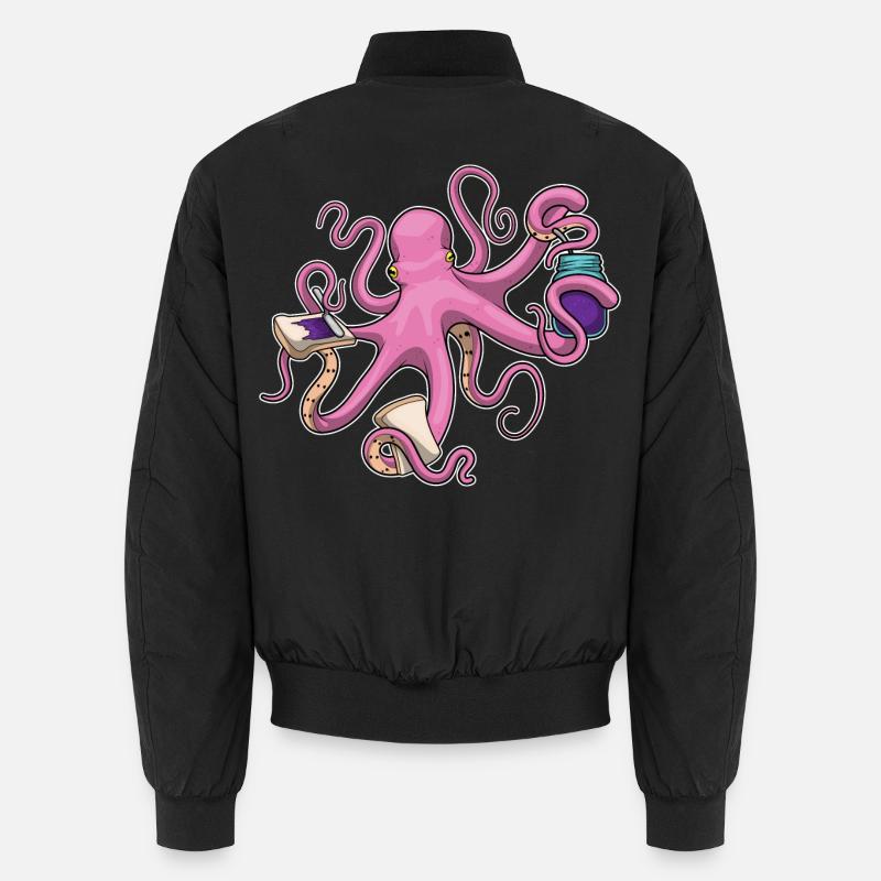 Octopus Sandwich - Unisex Bomber Jacket - black