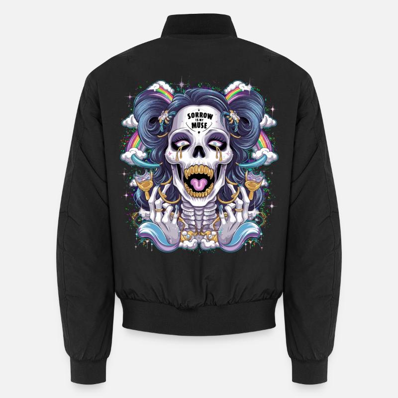 Glittering skeleton skull with rainbow Unisex Bomber Jacket