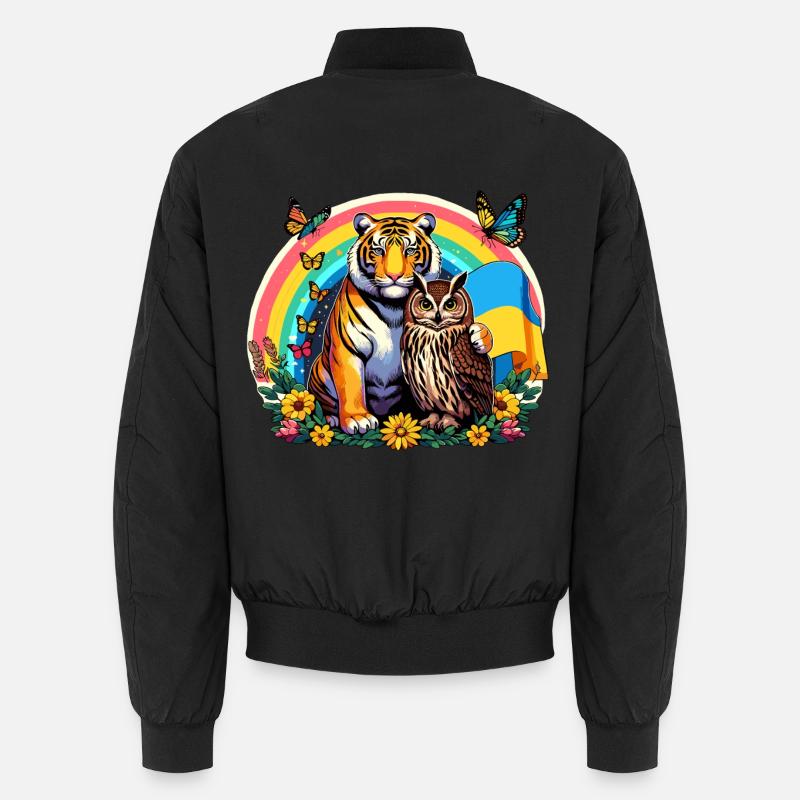 Tiger Eule Regenbogen Unisex Bomberjacke