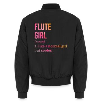 Flöte - Unisex Bomberjacke - Schwarz - Hinten - AI Model Male 185 light (185cm)