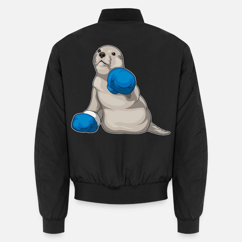 Seehund Boxer Boxhandschuhe Boxen - Unisex Bomberjacke - Schwarz