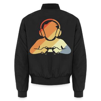 Look rétro gamer - Bomber unisexe - noir - Dos - AI Model Male 185 light (185cm)