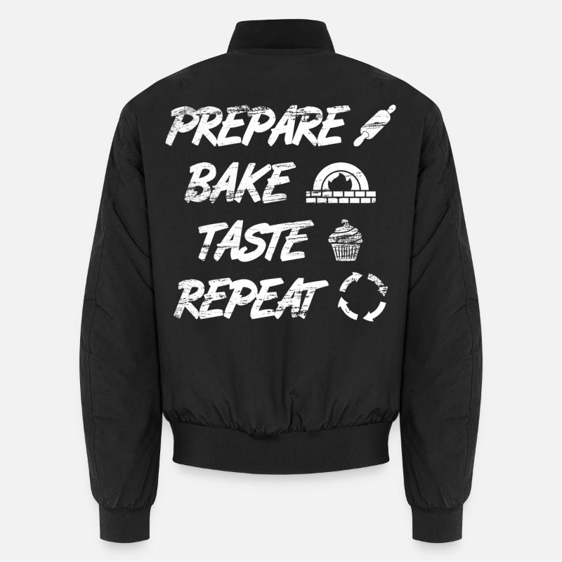 Prepare, Bake, Taste, Repeat Unisex Bomber Jacket