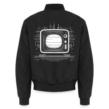 Sketch télévisé à l’ancienne - Bomber unisexe - noir - Dos - AI Model Male 185 light (185cm)