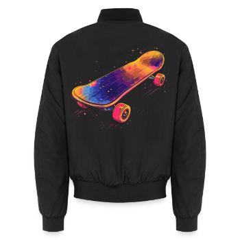 Skateboard Illustration - Unisex Bomberjacke - Schwarz - Hinten - AI Model Male 185 light (185cm)