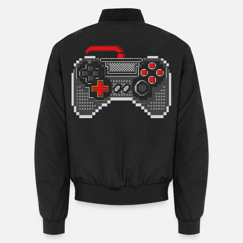 Gamepad Pixel Art - Unisex Bomber Jacket - black