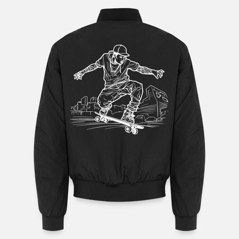 Skateboarder Zeichnung Unisex Bomberjacke