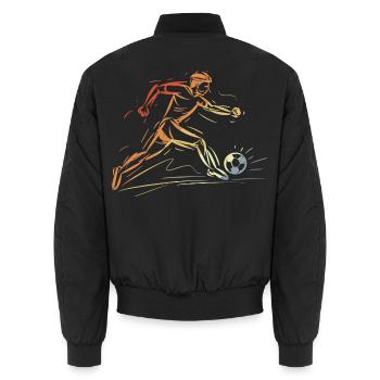 Joueur de football dessinant rétro - Bomber unisexe - noir - Dos - AI Model Male 185 light (185cm)