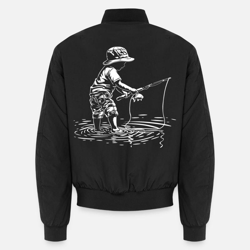 Angler Junge - Unisex Bomberjacke - Schwarz