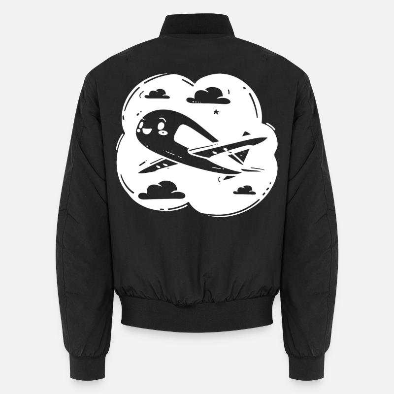 Propeller Plane Drawing - Unisex Bomber Jacket - black