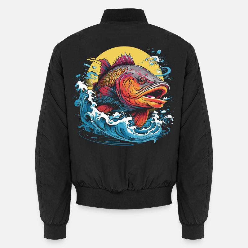 Fischerei Illustration Unisex Bomberjacke
