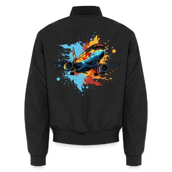 Airplane Graffiti - Unisex Bomber Jacket - black - Back - AI Model Male 185 light (185cm)