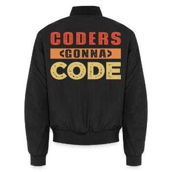 Developer Saying - Unisex Bomber Jacket - black - Back - AI Model Male 185 light (185cm)
