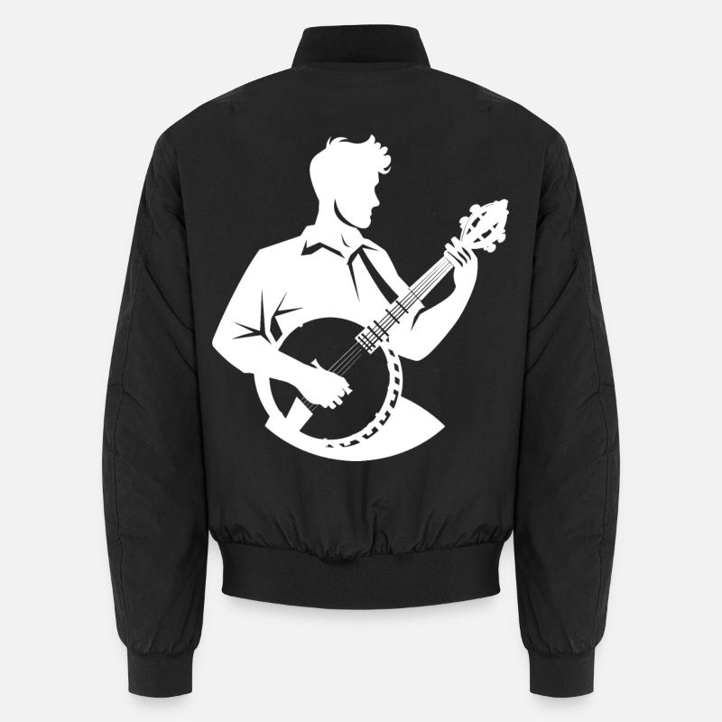 Banjo Player Drawing - Unisex Bomber Jacket - black