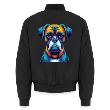 Boxer Hund Bunt Kawaii Cartoon Figur Haustier - Unisex Bomberjacke - Schwarz - Hinten - AI Model Male 185 light (185cm)