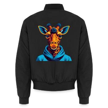 Giraffe Bunte Kawaii Cartoon Figur Clipart - Unisex Bomberjacke - Schwarz - Hinten - AI Model Male 185 light (185cm)