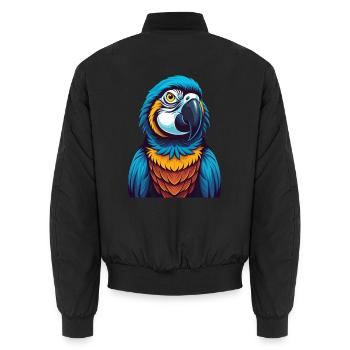 Papagei Bunte Kawaii Cartoon Figur Clipart - Unisex Bomberjacke - Schwarz - Hinten - AI Model Male 185 light (185cm)