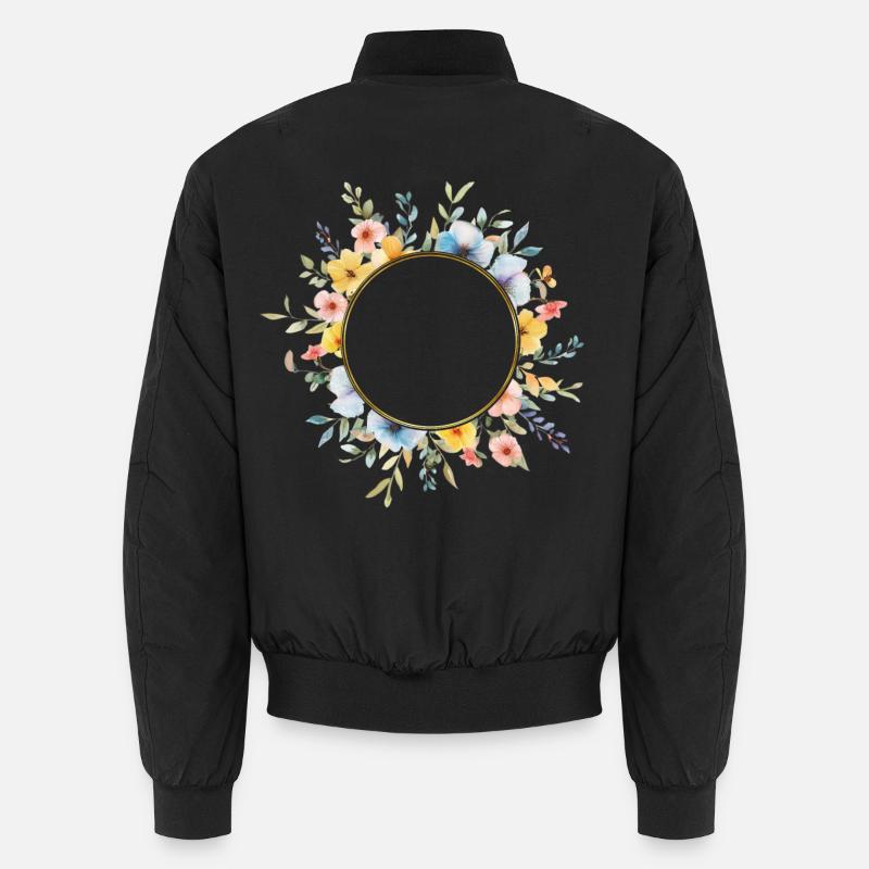 Floral circle, spring flowers, customizable Unisex Bomber Jacket