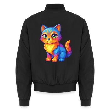 Katze Bunte Kawaii Cartoon Figur Clipart - Unisex Bomberjacke - Schwarz - Hinten - AI Model Male 185 light (185cm)